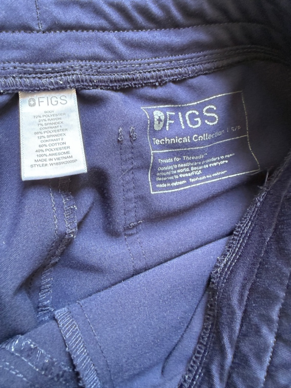 Figs Technical Collection Jogger Scrub Pants Size Small Navy Blue - Picture 2 of 7